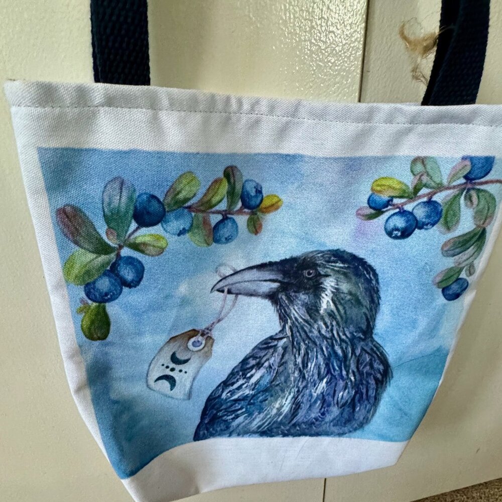 Anna Guettabi Small Raven Tote Bag, hand designed and painted